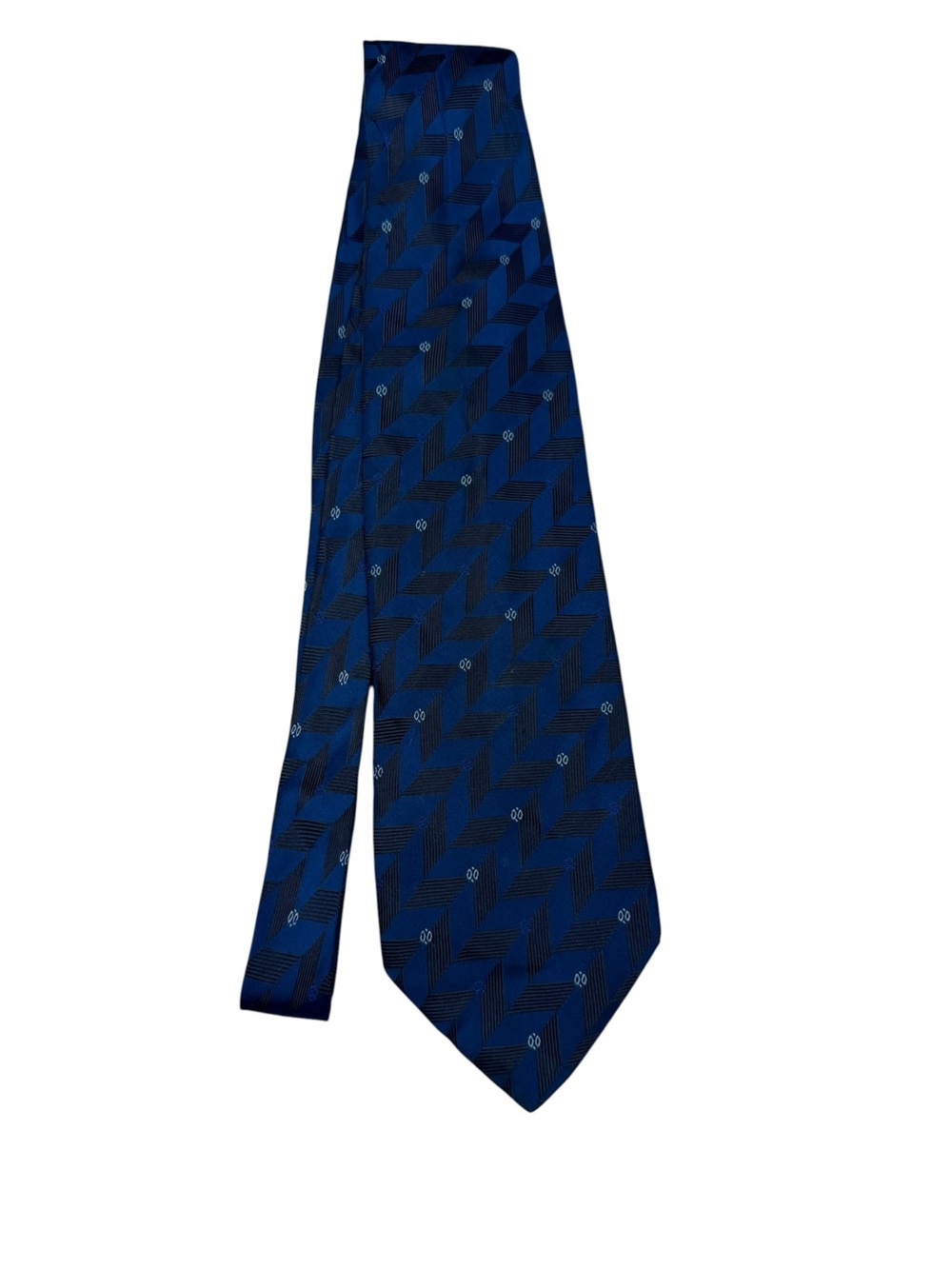 Vintage Italian Silk Classic Navy Geometric Silk Tie - Men's Accessory